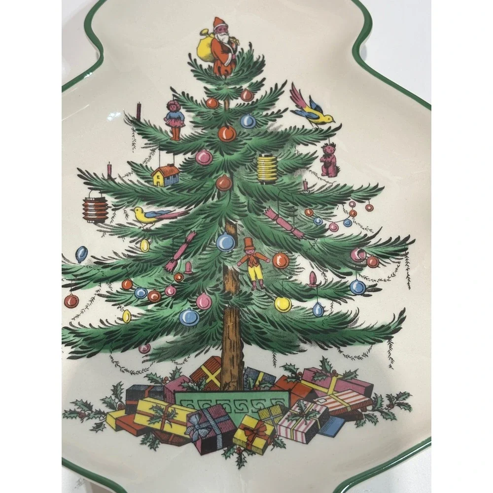 Spode Christmas Tree Serving Dish 9.5in White Tree Shaped S3324